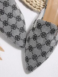 Damen graue Leopard Muster spitze Zeh Slip-On Mule Flats, elegante rückenfreie Loafer Schuhe, vielseitig tragbar für alle Jahreszeiten - Grau - Übersicht 8