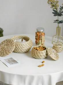1 Set Woven Storage Basket, Stackable Seagrass Basket, Bathroom Storage Basket, Diaper Changing Station Basket, Living Room & Kitchen Seagrass Storage Basket, Organizer Basket, Summer Kitchen Organization And Storage, Kitchen Accessories, Wedding Gift