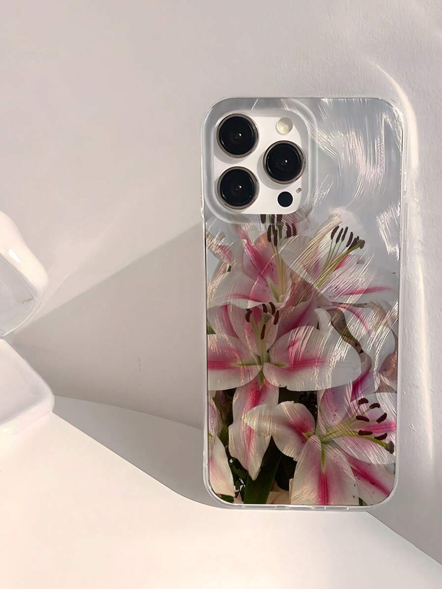 1 件闪亮白百合花朵图案防水防震防滑柔软保护手机壳适用于 iPhone 16/16 Pro/16 Pro Max/16 Plus