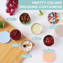 6 包沙拉酱外带容器，1.6 盎司小号不锈钢酱汁杯，带防漏硅胶盖，适用于午餐盒、野餐和旅行，以及返校用品 - 彩色 - 查看 4