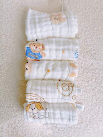 柔软棉质婴儿口水围兜、棉质婴儿毛巾、新生儿泡泡纱布洗脸巾、儿童洗脸巾手帕