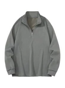 Men's Stand Collar Long Sleeve Sports Outdoor Sweatshirt, Suitable For Spring And Autumn