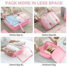 7pcs Travel Packing Cubes Luggage Organizer Bags Set, Portable Suitcase Clothes Shoes Storage Bags, School Supplies - Multicolor - View 6