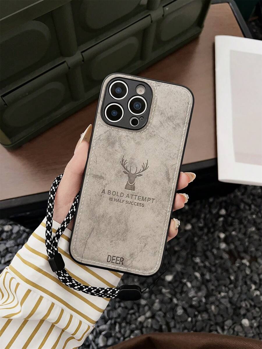 1个豪华鹿纹真皮防震防刮全包手机壳，兼容 15/16 Pro Max，防水防摔，国际版，非国内版