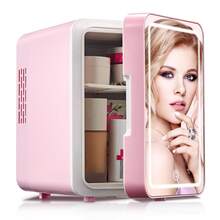 Yabano Skincare Fridge, Mini Fridge With Dimmable LED Morror, 4L Makeup Fridge For Bedroom, Car, Office & Dorm, Cooler & Warmer, Portable Small Refrigerator For Cosmetics, Skin Care And Food, Pink