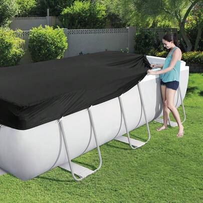 Importadora La Merced Cubierta para Alberca Rectangular Funda Para Piscina de PVC Cobertor para Alberca Negra 2.69 x 1.79 mts