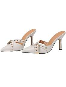 Kitten Heels For Women  Vintage Pointed Toe Heels Mules Sexy Pointy Studded Heels Slip On Stiletto Heels Pumps Party Wedding Shoes Women - Chantilly - Xem 5