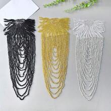 1 chiếc dây tua rua đính sequin trang trí vai/Phụ kiện thời trang cho váy cưới, áo choàng biểu diễn/Miếng vá thêu vàng, phụ kiện trang trí quần áo - Nhiều màu - Xem 5
