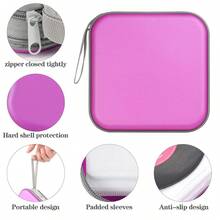 CD Case, 48 Capacity Hard Plastic DVD Case Portable Zipper CD Case Holder Large Storage Disc Wallet Bag For Car Home Travel(Purple) - 紫色 - 查看 3