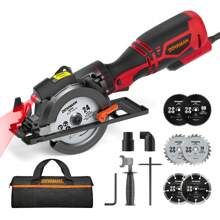 DOVAMAN Circular Saw With Metal Handle, 6 Blades(4½", 4¾"), Cutting Depth 1-11/16" (90°), 1-3/8" (45°), Laser Guide, Corded Saw For Wood