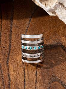 1 Pc Western Ring Jewelry Retro Pattern Chunky Rings For Women - Multicolor - View 10