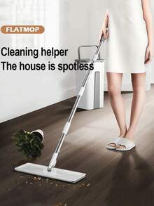 免提平板拖把和水桶套装，适用于专业家庭地板清洁系统，配有可水洗超细纤维垫，适用于硬木魔术拖把免提平板拖把和水桶套装清洁拖把超细纤维拖把家庭厨房清洁工具 1 套，家用清洁拖把和水桶套装