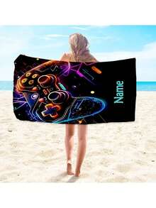 Toalha de praia leve com design de controle de jogo personalizado - Poliéster supermacio, secagem rápida e superabsorvente, adequada para praia, piscina, acampamento e viagens - presente perfeito para família e amigos, toalha de praia para decoração de banheiro no verão, multifuncional, requintada, elegante, de alta qualidade, personalizada, única, presentes ideais para ele, sala de chá, casa, jardim, escritório, para aniversários, para o Dia dos Namorados, para o Dia das Mães, para aniversários, para o Dia dos Pais, para formatura, para casamentos, para inauguração de casa, vibrações de férias