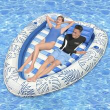 1pc Inflatable Adult Heart Shaped Pool Lounge Chair, Large Beach Sunbathing Floating Mat Raft With Drink Holder, Floating Swim Bed Mat - Multicolor - View 3