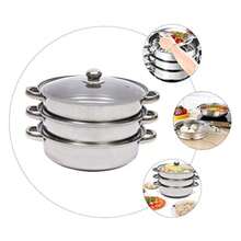 3-Tier 28CM Large Capacity Steamer Cooker Steam Pot Lids Household Vegetable Steamer Multi-Functional Soup Pot Kitchen Utensils - White - View 5