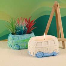 Silicone Mold For Camper Van, Suitable For Concrete And Cement - DIY Succulent Planter, Clay Crafts, Storage Box And Jar Making Tool - White Silicone Mold - View 3