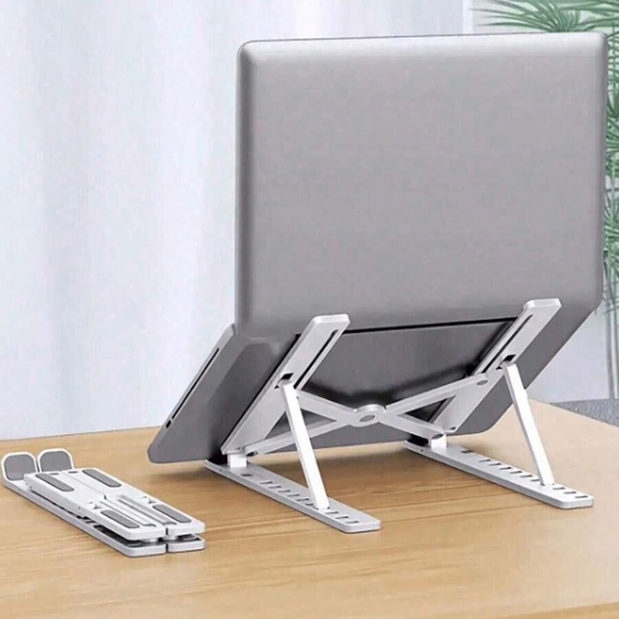 1pc Laptop Stand Foldable Adjustable Cooling Base Desktop Tablet Portable Stand For All Laptop Models Plastic Material 10 Angle Adjustable - Multicolor - View 1