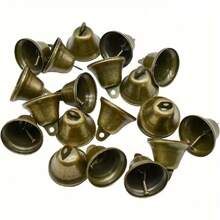 50pcs Small Jingle Bells,Pets Outdoor Bells And Bronze Metal Bells, Horse Tack, Dog Bells, Loud Animal Copper Bells For Horses, Cattle, Sheep And Cats Dogs, Holiday Birthday Party Outings, Anti-Theft Accessories With 0.2" Hanging Ring, Thickened Holiday Bells, 38mm Vintage Open Bells, Pet Collar Bells