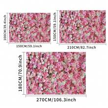 1pc Pink Floral Wall Photography Backdrops 3D Roses Flowers Party Banner 59.1*39.4/82.7*59.1/106.3*70.9 Inches Happy Mother's Day Newborn Bridal Wedding Birthday Anniversary Photo Background Indoor Outdoor Romantic Decoration Supplies