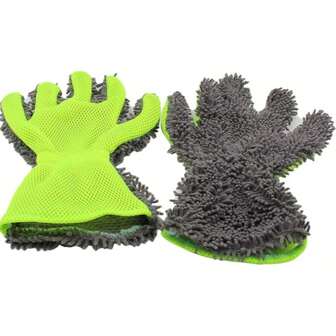 BokWin 1/2 Packs Autowas Handschoenen, Krasvrij, 5 Vinger Microvezel Reinigingshandschoenen, Auto Interieur En Exterieur Reinigingshandschoenen, Automatische Chenille Reinigingssponsset Voor Het Reinigen Van Knelpunten Op Wielen