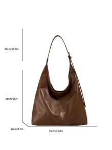 Bolso de hombro de gran capacidad y unicolor suave con estilo vintage para mujeres, bolso cruzado versátil con asas, bolso de hombro tipo hobo de gran capacidad, bolso bandolera casual para el trabajo