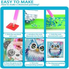 5D鉆石畫套件，全鑽可愛動物鉆石藝術套裝，DIY鑽石畫套件，水晶簡易繪畫藝術工藝套件，適用於成人初學者家居牆飾，節日送給朋友的禮物 - 淺藍色 - 查看 5
