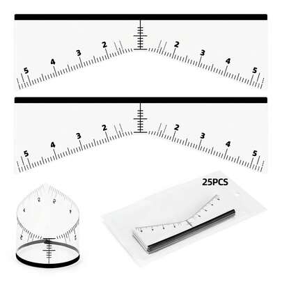 25pcs/Pack V-Shaped Portable Symmetrical White PVC Ruler With Clear Scale, Disposable Sticker Eyebrow Design Positioning Tool For Microblading