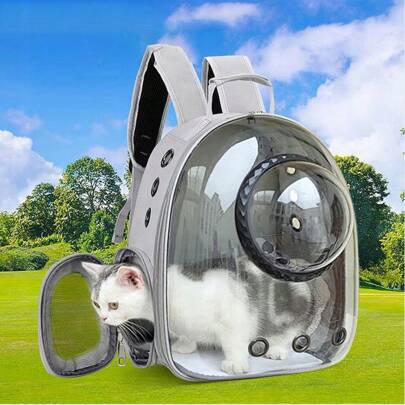 1 cor é aleatória, você precisa instalá-la você mesmo, mochila para gato totalmente transparente bolsa para animais de estimação mochila de viagem cápsula espacial portátil bolsa para gato bolsa para cachorro