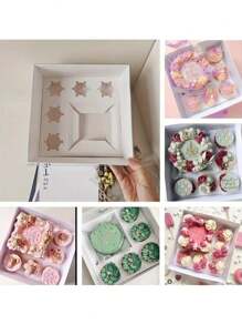 1/3pcs Cupcake And Cake Box, 5 Cupcake Slots And 1 Cake Slot, Cupcake Cake Baking Supplies Box, Snack, Donut Packaging Boxes