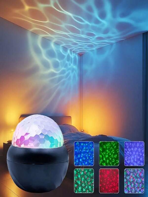 1pc Orleans Magic Ball Lamp - USB Powered, Colorful Rotating Water Wave Design, Adjustable LED Lights For Bedroom And Living Room Decor, Made Of ABS And PVC, RGB Lighting With Remote Control, Table Lamp | Decorative Light | Plastic Lampshade