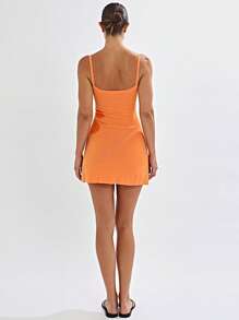 Vestido de verano para mujer de mini camisola sin mangas con espalda abierta, de punto con floral y tirantes de espagueti