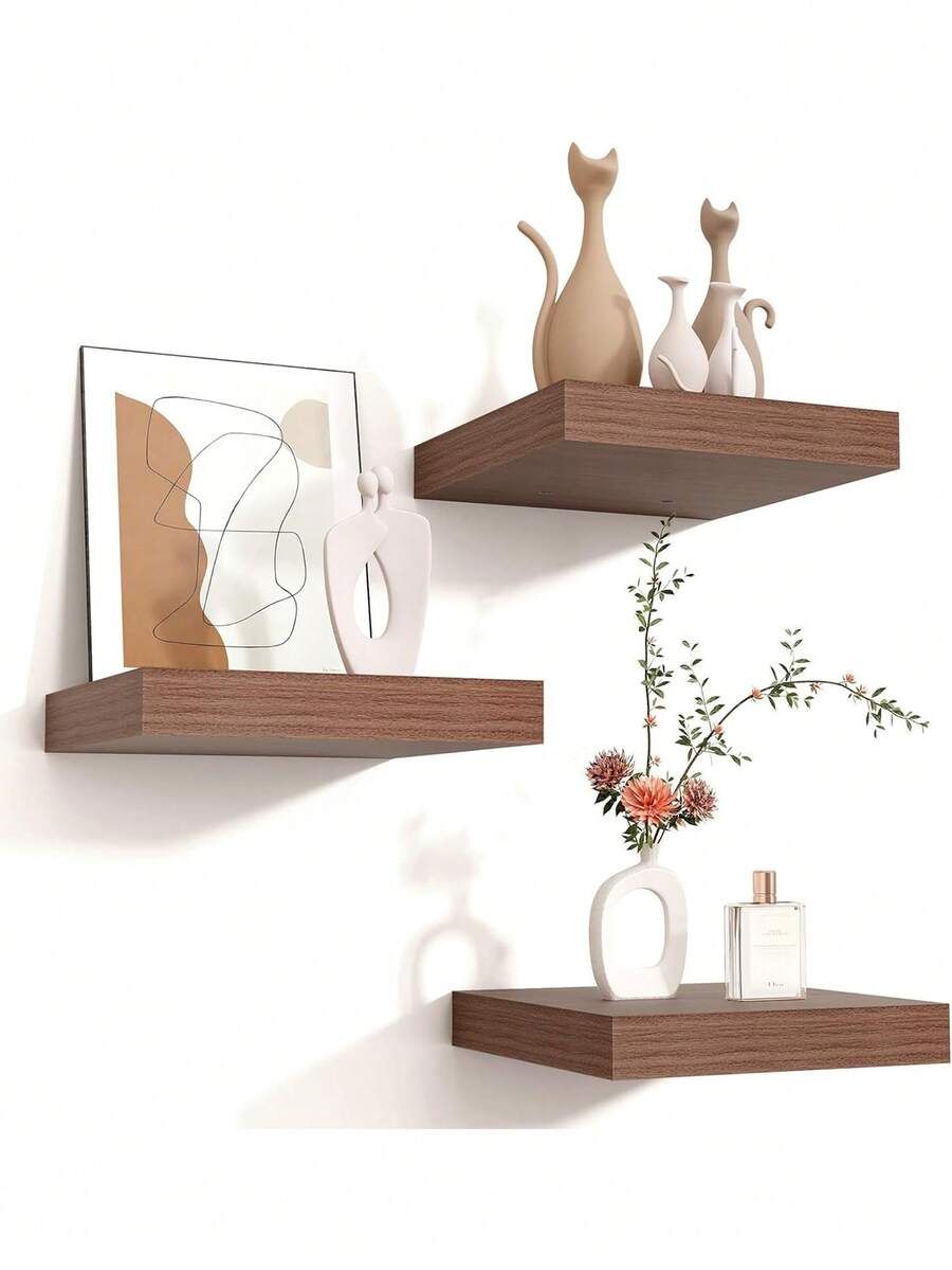 Estantería flotante cuadrada de 8" de ancho x 8" de profundidad x 1.3" de alto (aproximadamente 20 cm de ancho x 20 cm de profundidad x 2 cm de alto), estante de pared montado con soportes ocultos, adecuado para decoración y almacenamiento en la sala de estar, dormitorio, baño y cocina