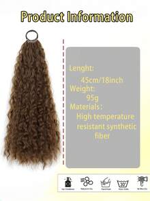 女士非洲卷发马尾辫接发 - 20 英寸合成卷曲环绕长发接发带橡皮筋扎带 - 基础款假发适合所有女性 - 彩色 - 查看 7