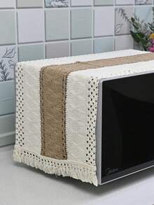 1 件乡村风格微波炉防尘罩布，日常客厅餐桌茶几装饰布，桌面保护，家庭餐桌节日装饰布，适用于微波炉、盘垫、床头柜罩、派对桌布