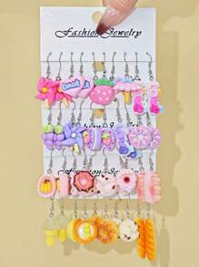 10pcs/30pcs Cross-Border New Dopamine Imitation Vegetable Series Resin Earring Set, Funny & Cute Pumpkin Ginger Eggplant Pea Peanut Earrings Pendants, Women Jewelry