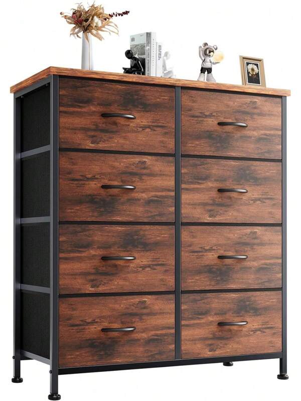 Black Dresser For Bedroom, 6 Drawer Double Dresser, Fabric Storage Tower With Fabric Bins, Chest Of Drawers For Closet, Living Room, Hallway