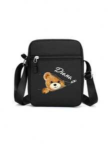 Personaliza tu propia bolsa, un sencillo y elegante bolso de mensajero de unicolor, un pequeño bolso de mensajero cuadrado con cierre de cremallera de lona negra, que se puede personalizar con tu propio nombre, letras de la suerte, números, palabras, etc. Es adecuado para el transporte diario al trabajo y el trabajo de negocios, y es apropiado tanto para hombres como para mujeres. Bolsos de señora - Negro - Ver 18