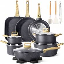 Your All-Round Cooking Partner! GIPP Versatile Non-Stick Cookware Set, Compatible With All Stovetops, Meets All Your Western & Chinese Cooking Needs! (Grey) - Dark Grey - View 8