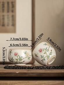 1 件花卉和蝴蝶装饰奢华复古风格陶瓷茶杯，手绘，适合招待客人、朋友、茶会、咖啡、返校礼物 - 彩色 - 查看 11