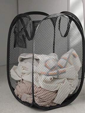 1 Cesta de lavandería plegable en blanco y negro con asa y bolsillos laterales, cesta de lavandería plegable de gran capacidad con asa - Cesta de lavandería de malla plegable para almacenar ropa sucia, por favor revise la etiqueta de tamaño antes de comprar, almacenamiento de batas de baño, Día de San Valentín