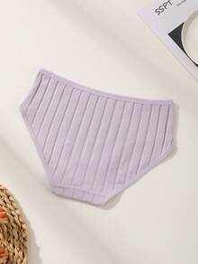 5pcs/Pack Celana Dalam Wanita Katun Murni Pinggang Rendah Tanpa Jahitan, Bergaris Warna Polos, Pakaian Dalam Olahraga yang Nyaman dan Bernapas - MultiWarna - View 6