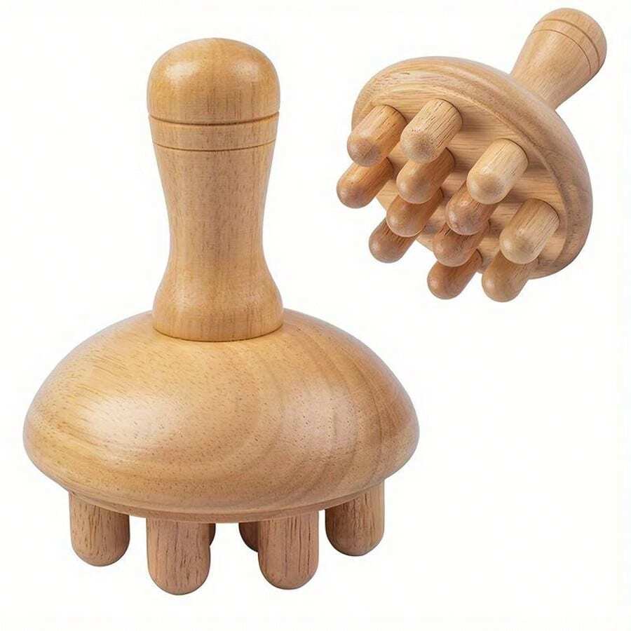 Wooden Mushroom Massager Manual Wood Massage Tool, Wood Mushroom Massage Tools Muscle Tension Local Fat Gua For Full Body Use,School,Back To School,Travel,Travel Essentials,Home Essentials,Spa,Massage Tool,Massage,Massager,Spa - Multicolor - View 1