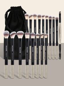 MAANGE 18Pcs Professional Aluminum Tube Eye Makeup Brushes With Velvet Bag,Soft Smudge Brush Concealer Brush Highlight Brush Foundation Brush Contour Brush Eyeshadow Brush Shadow Brush Blending Brush Eyebrow&Eyelash Brush,Makeup Tools With Soft Fiber And Skin Friendly For Easy Carrying,Brush For Travel,Gifts For Women&Girls - 黑色 - 查看 2