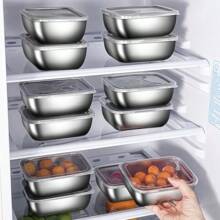 5 pezzi Contenitori per alimenti in acciaio inossidabile con coperchi - Perfetti per picnic, preparazione dei pasti, organizzazione del frigorifero - Per contatto con gli alimenti, senza elettricità necessaria, elementi essenziali per il picnic|Tovaglia a scacchi per la decorazione|Contenitori per alimenti durevoli, forniture essenziali per il picnic