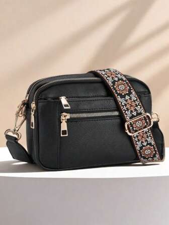 Ladies Fashion Solid Simple Small Square Bag, Adjustable Shoulder Strap, Europe And The United States Color Multi-Function Zipper Crossbody Bag, Waterproof Anti-Theft, Multiple Pockets And Multiple Layers, 4 Card Positions, Portable And Practical, Suitable For Going Out, Dating, Shopping, Shopping