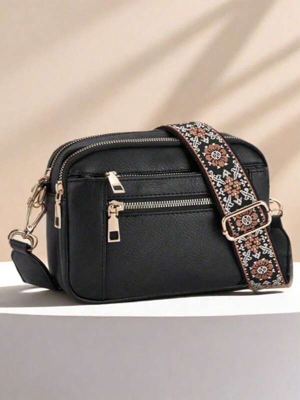 Borsa quadrata piccola e semplice di moda per signora, con cinturino regolabile, borsa a tracolla multifunzionale con zip, stile Europa e Stati Uniti, impermeabile e antifurto, con più tasche e scomparti, 4 portacarte, portatile e pratica, adatta per uscire, appuntamenti, shopping