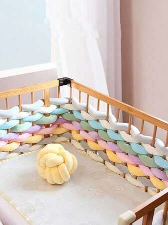 1pc Braided Nursery Crib Bumper Cushion, Soft Padded Crib Rail Cover, Baby Room Decor