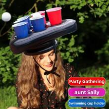 1 pieza Portavaso inflable triangular con 6 huecos, flotador para bebidas, juego de agua para fiestas, actividad divertida, sin necesidad de electricidad, apto para despedidas de soltera, cumpleaños, aniversarios