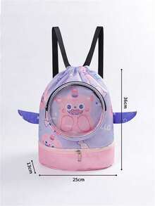 Bolsa de natación de dibujos animados - Diseño de calidad, mochila versátil para fitness, organizador de artículos de tocador amigable para viajar, bolsa de almacenamiento espaciosa de doble hombro - Ideal para almacenamiento de natación - Multicolor - Ver 5