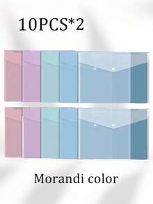 Thickened Random Color File Bags A4 Transparent Waterproof Snap Button File Bags Large Capacity Office Data File Bags Student Paper Bags, Back To School Supplies, Kawaii Stationery, School Colors, Stationery - Multicolor - View 22